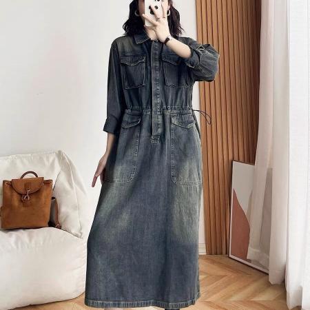 FA55778# 200斤大码春装女装新款牛仔外套女中长款宽松风衣显瘦复古潮 服裝批發女裝批發服飾貨源