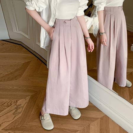 FA55795# 春夏新款天丝棉高腰显瘦设计感高腰长裤宽松阔腿九分休闲裤女 服裝批發女裝批發服飾貨源