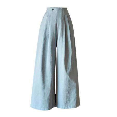 FA55795# 春夏新款天丝棉高腰显瘦设计感高腰长裤宽松阔腿九分休闲裤女 服裝批發女裝批發服飾貨源