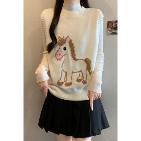 FA55796# 韩系马年小上衣叠穿针织马甲大码背心女新款减龄漂亮外穿毛衣 服裝批發女裝批發服飾貨源