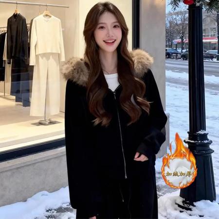 FA55805# 高级感时尚秋冬新款加绒显瘦外套女休闲套装阔腿裤两件套 服裝批發女裝批發服飾貨源