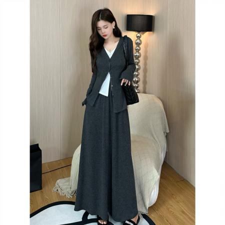 FA55806# 韩系春秋穿搭配一整套装针织连衣裙子女春秋新款时尚两件套 服裝批發女裝批發服飾貨源