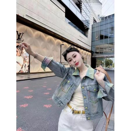 FA55810# 牛仔短外套女春秋季欧货新款复古气质时尚百搭翻领夹克开衫 服裝批發女裝批發服飾貨源