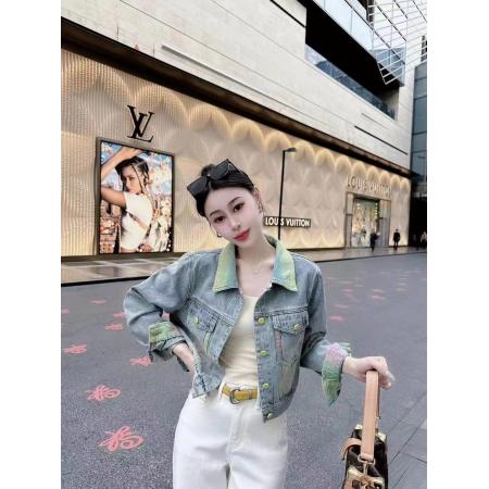 FA55810# 牛仔短外套女春秋季欧货新款复古气质时尚百搭翻领夹克开衫 服裝批發女裝批發服飾貨源