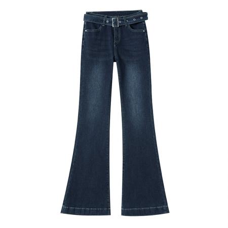 FA55813# 蓝灰色微喇牛仔裤女春秋季新款高腰显瘦显高喇叭拖地裤 服裝批發女裝批發服飾貨源