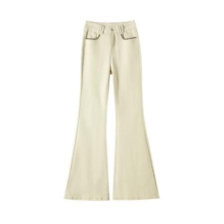 FA55817# 韩系高级微喇牛仔裤女春秋季新款高腰修身显瘦喇叭拖地裤 服裝批發女裝批發服飾貨源