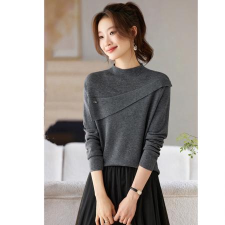 FA55825# 新款秋冬季超好看的烫钻针织上衣女薄款半高领内搭毛衣打底衫 服裝批發女裝批發服飾貨源