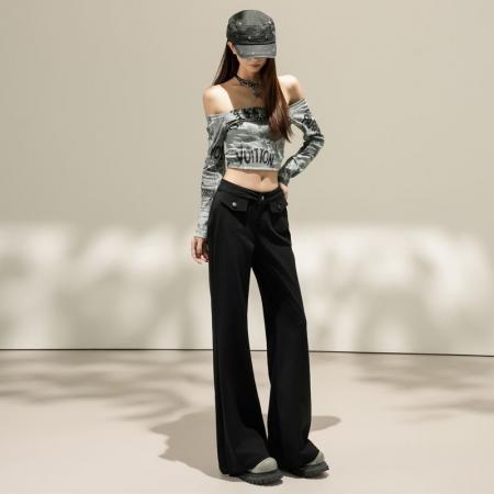 FA55829# 质感原色｜美式低腰双口袋微喇牛仔裤包臀修身显瘦百搭女长裤 服裝批發女裝批發服飾貨源