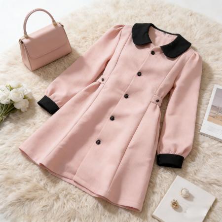 FA55834# 法式小香风连衣裙女粉色秋季新款小个子收腰显瘦高级爆款通勤外套 服裝批發女裝批發服飾貨源