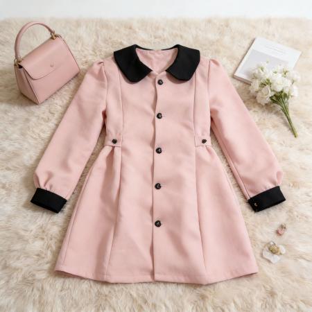 FA55834# 法式小香风连衣裙女粉色秋季新款小个子收腰显瘦高级爆款通勤外套 服裝批發女裝批發服飾貨源