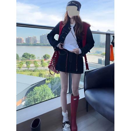 FA55842# 韩系气质辣妹复古牛仔外套短裙女装秋冬新款百搭休闲时髦套装 服裝批發女裝批發服飾貨源