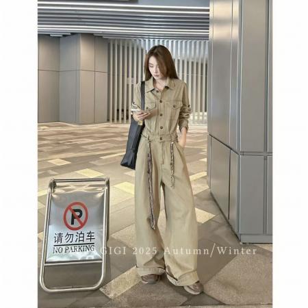 FA55843# 慵懒街头风设计款系带收腰工装连体裤 服裝批發女裝批發服飾貨源