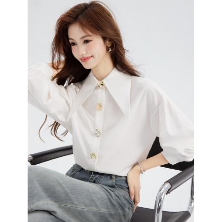 FA55857# 春季新款设计感别致衬衫百搭气质减龄上衣职业通勤衬衣 服裝批發女裝批發服飾貨源