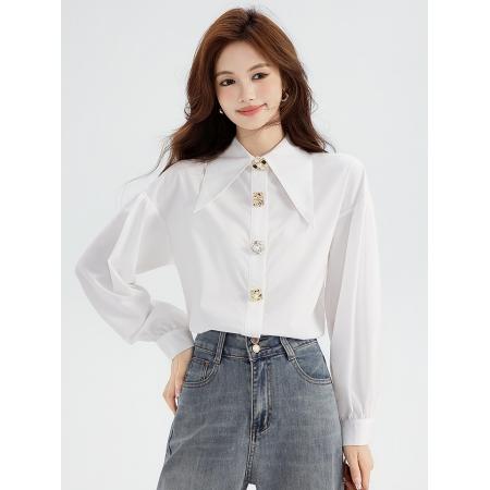 FA55857# 春季新款设计感别致衬衫百搭气质减龄上衣职业通勤衬衣 服裝批發女裝批發服飾貨源