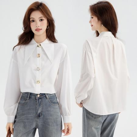 FA55857# 春季新款设计感别致衬衫百搭气质减龄上衣职业通勤衬衣 服裝批發女裝批發服飾貨源