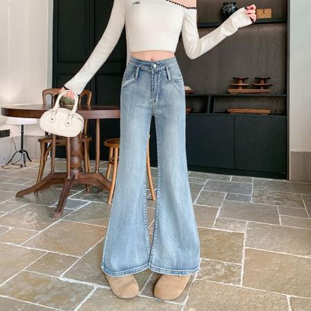 FA55868# 复古水洗微喇牛仔裤女春季款设计感不贴腿显瘦喇叭裤子 服裝批發女裝批發服飾貨源