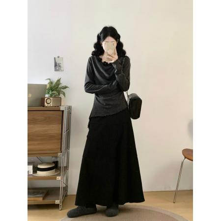 FA55876# 大码花朵针织衫上衣女装半身裙套装新款春季穿搭两件套 服裝批發女裝批發服飾貨源