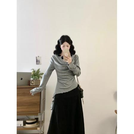 FA55876# 大码花朵针织衫上衣女装半身裙套装新款春季穿搭两件套 服裝批發女裝批發服飾貨源