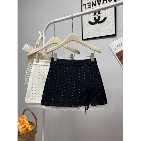 FA55922# 春季新款韩系蕾丝花边半身裙波点蝴蝶结甜美减龄a字短裙 服裝批發女裝批發服飾貨源