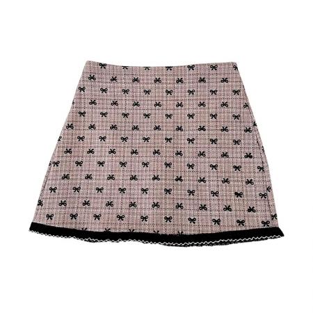 FA55925# 甜美减龄蝴蝶结印花高腰显瘦花边半身裙防走光短裙包臀裙a字裙女 服裝批發女裝批發服飾貨源