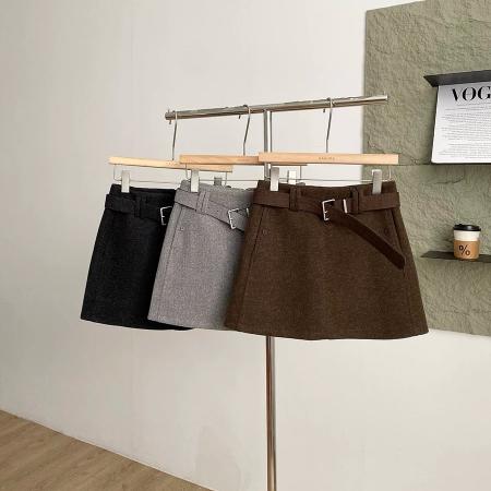 FA55926# 秋冬新款韩版简约纯色复古气质高腰A字裙遮跨修身半身裙女 服裝批發女裝批發服飾貨源