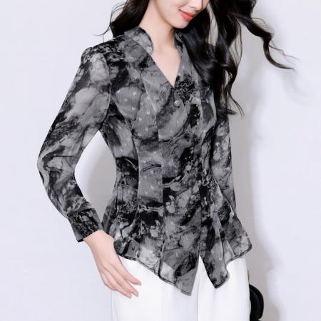 FA55942# 雪纺长袖衬衫...