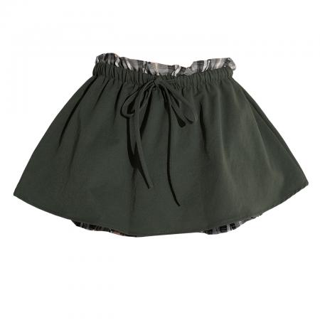 FA55948# 甜酷辣妹休闲百搭苞裙裤女小众别致甜美拼接撞色花边短裙 服裝批發女裝批發服飾貨源