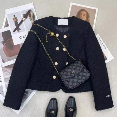 FA55974# 法式双排香风气质短款夹棉外套秋冬新款小个加厚高级名媛上衣 服裝批發女裝批發服飾貨源