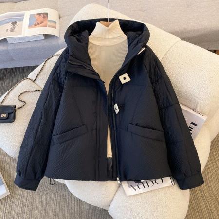 FA55998# 新款格子面料短款连帽加厚棉服面包服韩版休闲时尚宽松棉衣 服裝批發女裝批發服飾貨源