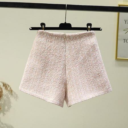 FA56016# 秋冬季毛呢短裤女高腰小香风排扣格子阔腿裤显瘦小个子A字休闲裤 服裝批發女裝批發服飾貨源