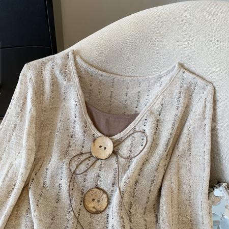 FA56023# 时尚百搭洋气甜美吊带+罩衫T恤两件套大纽扣设计感小众 服裝批發女裝批發服飾貨源