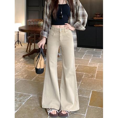 FA56024# 春季新款直筒微喇叭牛仔长裤女水洗设计感复古做旧大裤脚拖地裤子 服裝批發女裝批發服飾貨源