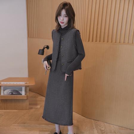 FA56067# 今年流行时尚套装法式气质干练职业小香风马甲半身裙三件套 服裝批發女裝批發服飾貨源