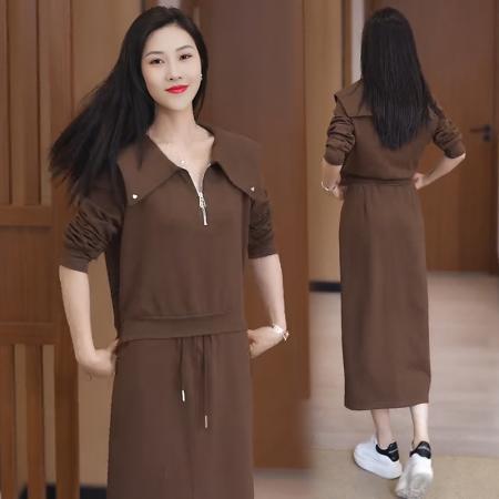 FA56070# 海军领卫衣半身裙两件套女春秋新款时尚高级感气质套装 服裝批發女裝批發服飾貨源