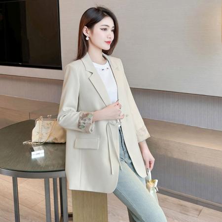 FA56071# 新中式国风西装外套女新款春秋小个子休闲气质黑色上衣 服裝批發女裝批發服飾貨源