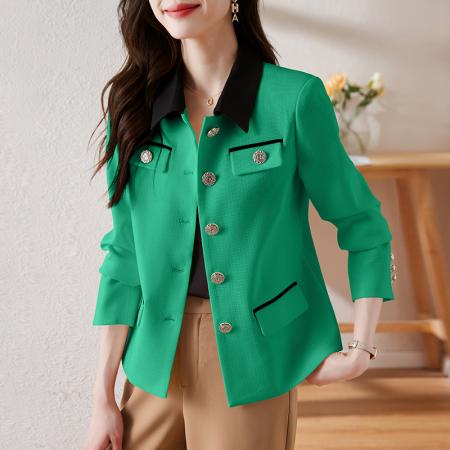 FA56074# 小香风短款西装外套女春秋撞色拼接高级感气质名媛小个子西服上衣 服裝批發女裝批發服飾貨源