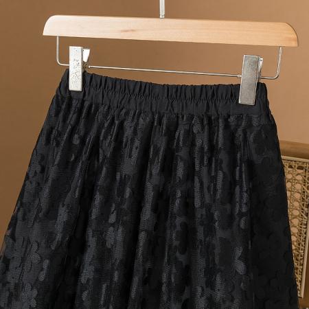 大码女装新款韩版刺绣网纱裙立体设计剪花烧裙胯显瘦花半身 服裝批發女裝批發服飾貨源