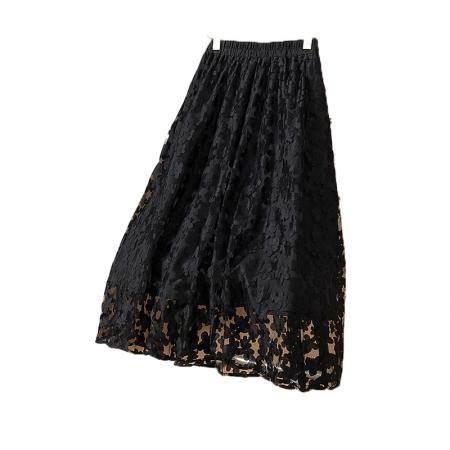 大码女装新款韩版刺绣网纱裙立体设计剪花烧裙胯显瘦花半身 服裝批發女裝批發服飾貨源