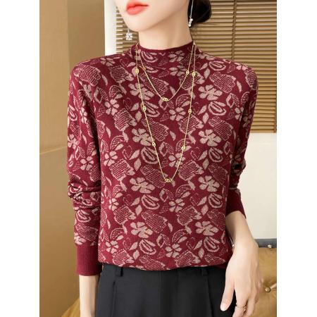 冬季巨好看韩系氛围感气质独特设计感小众红色针织毛衣上衣女 服裝批發女裝批發服飾貨源