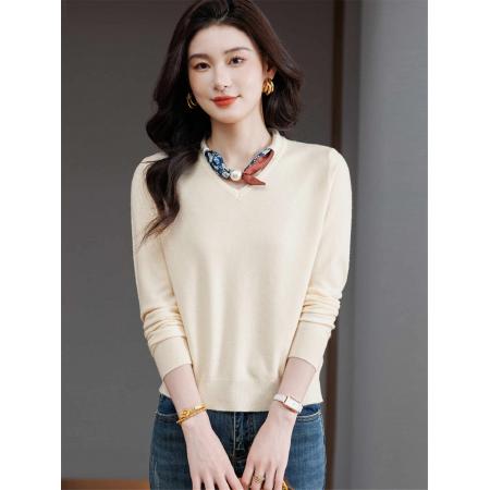 秋冬时尚韩版宽松针织衫毛衣女短款减龄打底上衣春季外穿纯色小衫 服裝批發女裝批發服飾貨源