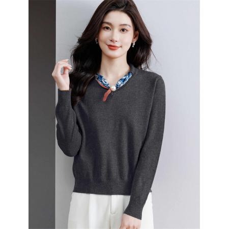 秋冬时尚韩版宽松针织衫毛衣女短款减龄打底上衣春季外穿纯色小衫 服裝批發女裝批發服飾貨源