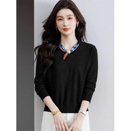 秋冬时尚韩版宽松针织衫毛衣女短款减龄打底上衣春季外穿纯色小衫 服裝批發女裝批發服飾貨源