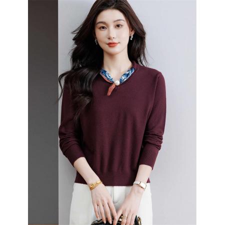 秋冬时尚韩版宽松针织衫毛衣女短款减龄打底上衣春季外穿纯色小衫 服裝批發女裝批發服飾貨源