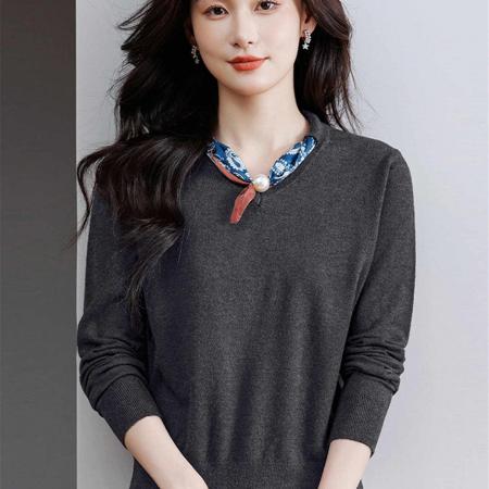 秋冬时尚韩版宽松针织衫毛衣女短款减龄打底上衣春季外穿纯色小衫 服裝批發女裝批發服飾貨源