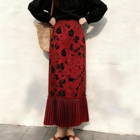 FA56101# 新款百搭秋冬季显瘦风松弛感大方得体文艺气质经典复古半身裙 服裝批發女裝批發服飾貨源