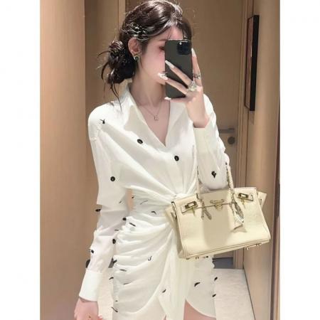 FA56103# 千金穿搭巨好看重要场合漂亮温柔高知白色衬衫连衣裙春新款 服裝批發女裝批發服飾貨源