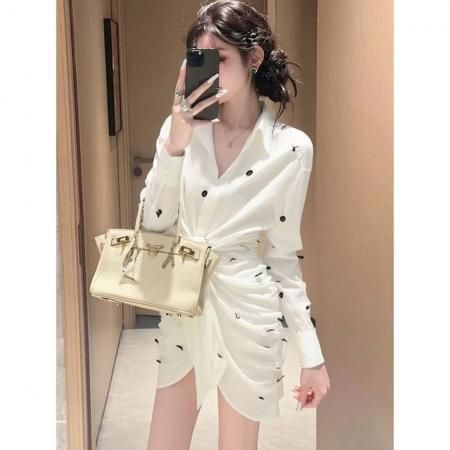 FA56103# 千金穿搭巨好看重要场合漂亮温柔高知白色衬衫连衣裙春新款 服裝批發女裝批發服飾貨源