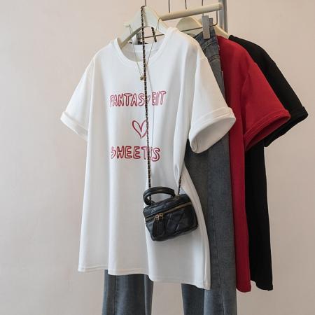 FA56143# 大码春夏新款中长款短袖T恤女宽松遮屁股百搭上衣 服裝批發女裝批發服飾貨源