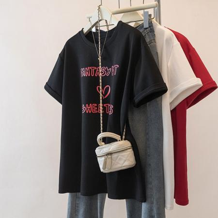 FA56143# 大码春夏新款中长款短袖T恤女宽松遮屁股百搭上衣 服裝批發女裝批發服飾貨源