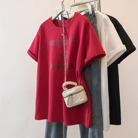 FA56143# 大码春夏新款中长款短袖T恤女宽松遮屁股百搭上衣 服裝批發女裝批發服飾貨源